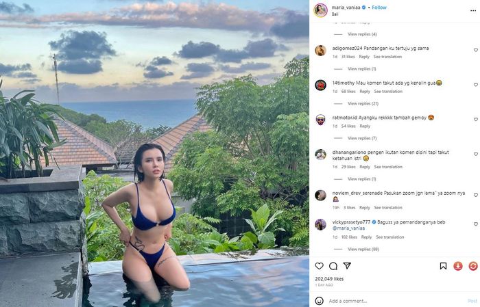 Komentar netizen dalam postingan Maria Vania