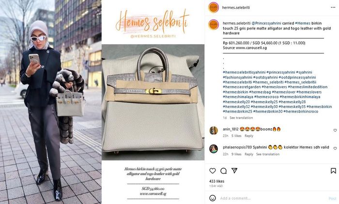 Hermes selebriti FANPAGE on Instagram: @Princessyahrini carried