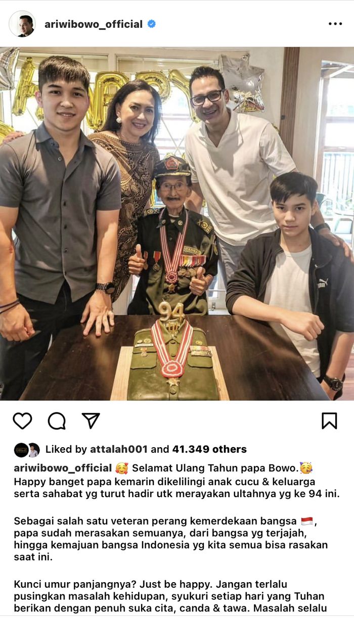Ari Wibowo rayakan ulang tahun sang ayah.