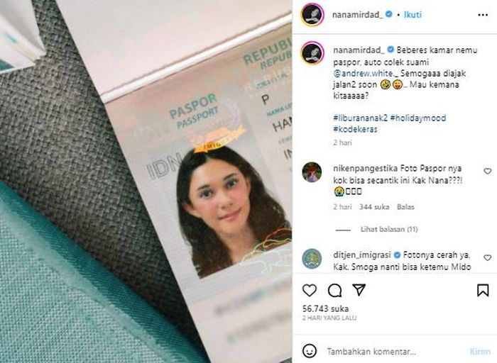 Foto paspor Nana Mirdad jadi sorotan