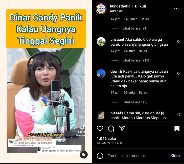 Dinnar Candy Auto Panik Saat Uangnya di Bawah Nominal Ini, Netizen Gak Relate: Biasa Gak Pegang Uang!
 