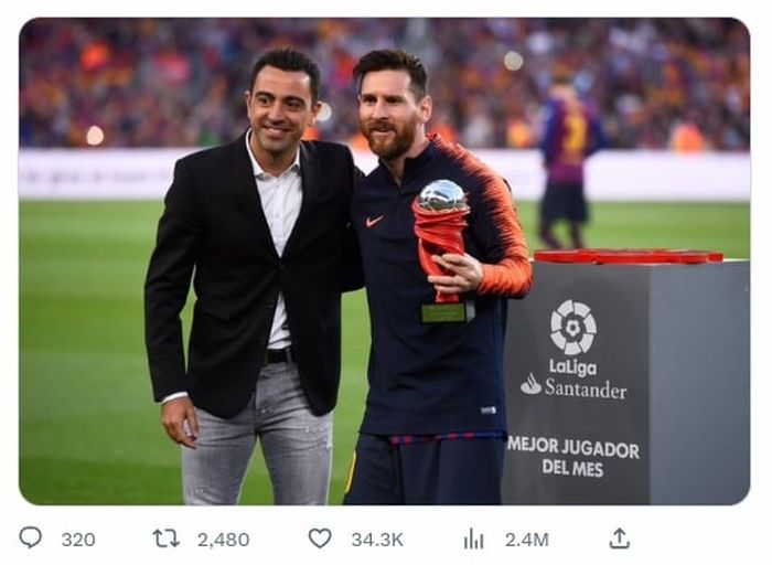 Lionel Messi (kanan) ingin kembali ke Barcelona suatu hari nanti. Messi sepakat pindah ke Inter Miami pada akhir musim 2022-2023.