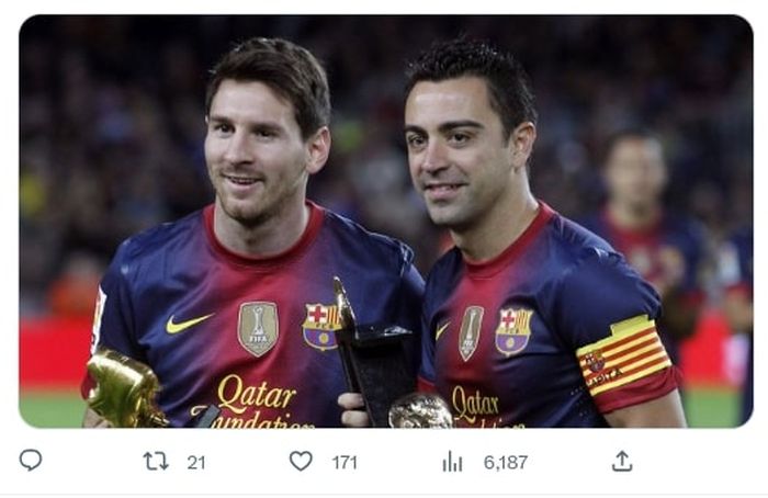 Xavi saat bermain dengan Lionel Messi di Barcelona. Xavi sudah menyiapkan rencana untuk Messi jika sang bintang pulang ke Barca di bursa transfer musim panas 2023.