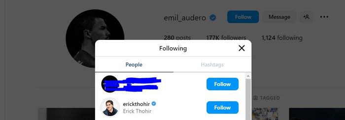 Emil Audero mengikuti instagram Erick Thohir.