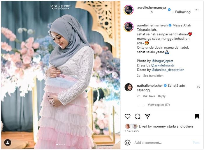 Cantiknya Aurel Hermansyah di acara gender reveal anak kedua