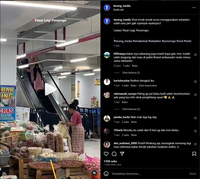 Aksi emak-emak turun eskalator tak juga sampai meski sudah satu jam.