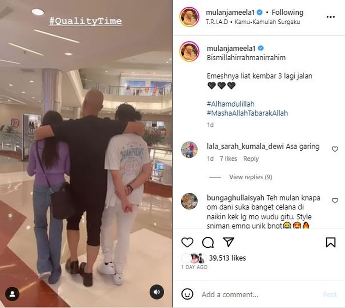 Mulan Jameela bersama Ahmad Dhani dan Dul Jaelani