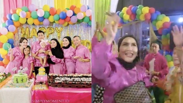 Umi Kalsum sawer tamu undangan di acara ulang tahun adik pedangdut Ayu Ting Ting, Asyifa Nuraini