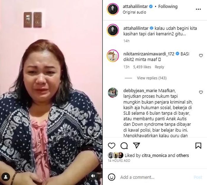 Istri polisi yang bully Ameena minta maaf dikomentari Nikita Mirzani