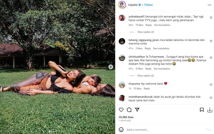 Komentar netizen di unggahan Jessica Iskandar