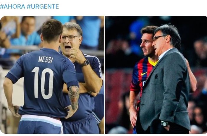Lionel Messi dan Gerardo Martino saat bekerjasama di Barcelona dan Argentina.