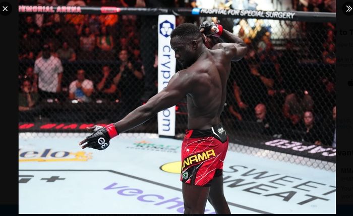 Dengan selebrasi dan caranya menang KO, David Onana bak cosplay jadi Israel Adesanya pada UFC Jacksonville.
