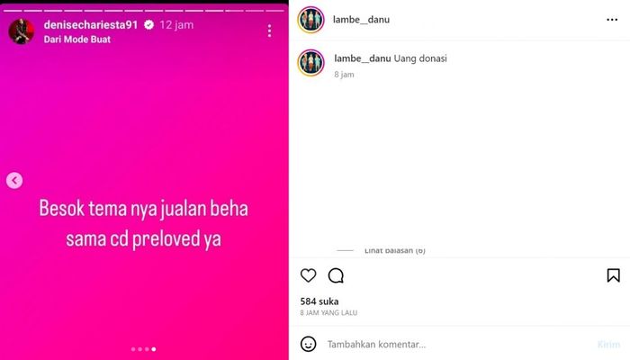 Denise Chariesta jualan pakaian bekas.