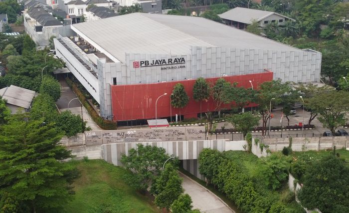 GOR PB Jaya Raya di Bintaro, Tangerang Selatan, arena tempat digelarnya Yonex Sunrise Pembangunan Jaya Raya Junior International Grand Prix 2023.