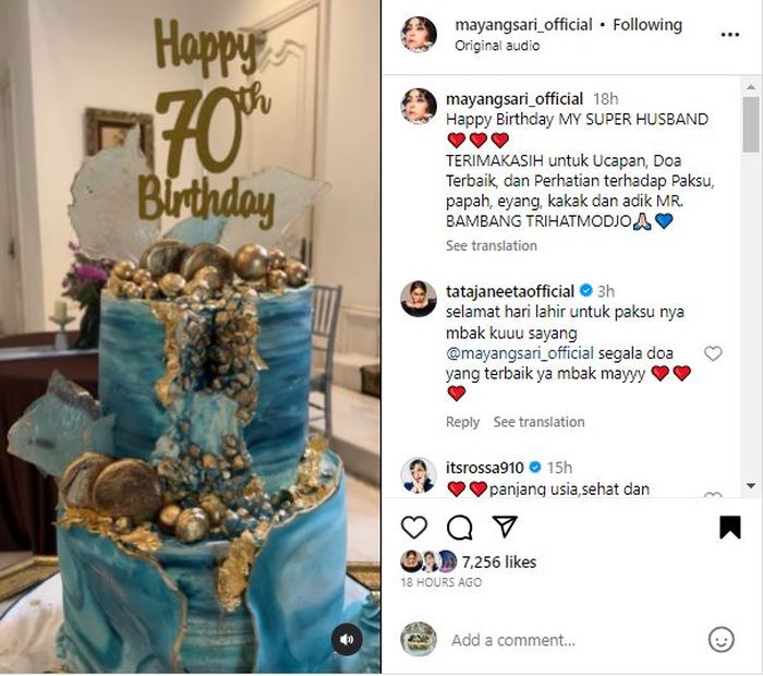 Kue ulang tahun suami Mayangsari