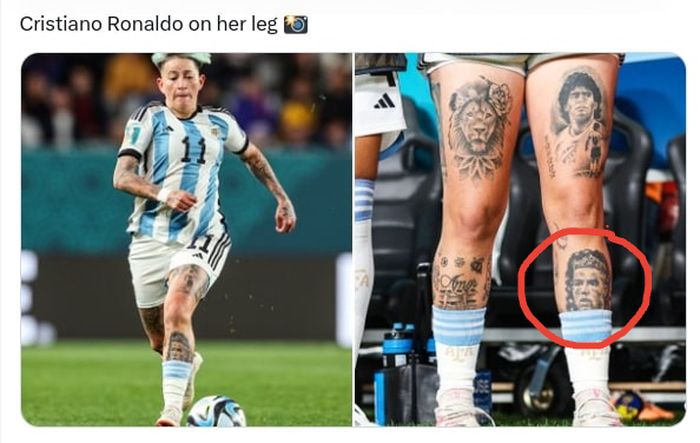Striker timnas Argentina di Piala Dunia Wanita, Yamila Rodriguez, dibully warganet karena memakai tato Cristiano Ronaldo, tapi tak ada Lionel Messi.