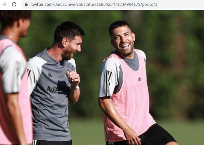 Lionel Messi dan Jordi Alba kala berlatih di tim baru mereka, Inter Miami.