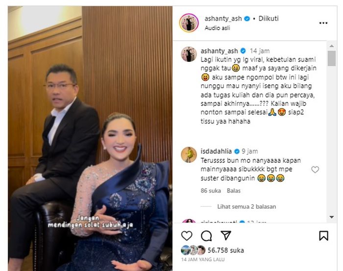 Ashanty ikut challenge dengan Anang Hermansyah