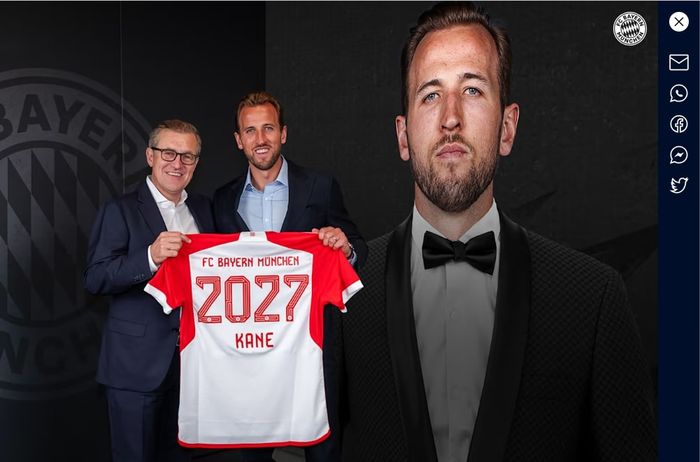 Harry Kane resmi gabung Bayern Muenchen dari Tottenham Hotspur di bursa transfer musim panas 2023, pada Sabtu (12/8/2023).