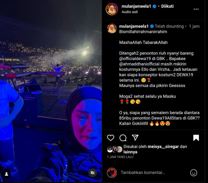 Postingan Mulan Jameela soal Ahmad Dhani
