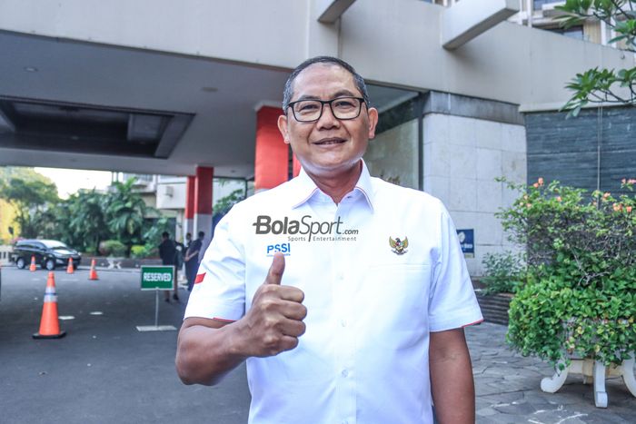 Kepala Badan Tim Nasional (BTN), Sumardji, saat ditemui seusai melepas timnas U-23 Indonesia menuju Piala AFF 2023 di Hotel Sultan, Senayan, Jakarta, 14 Agustus 2023.