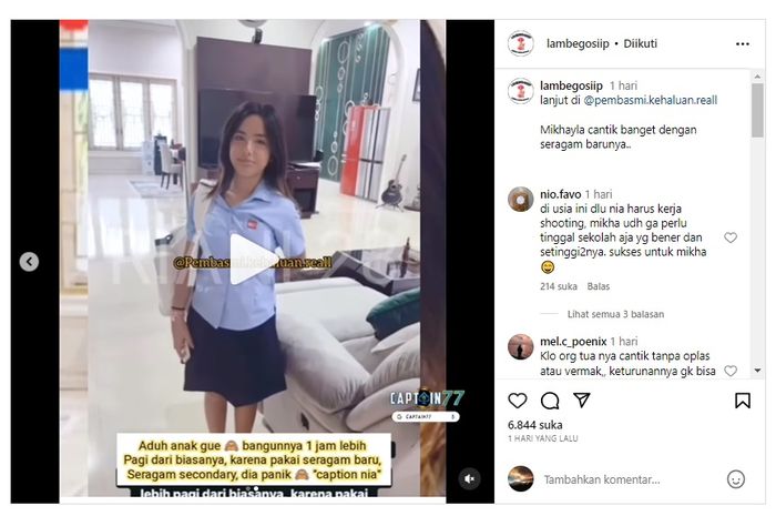 Mikhayla anak Nia Ramadhani kini telah masuk SMP