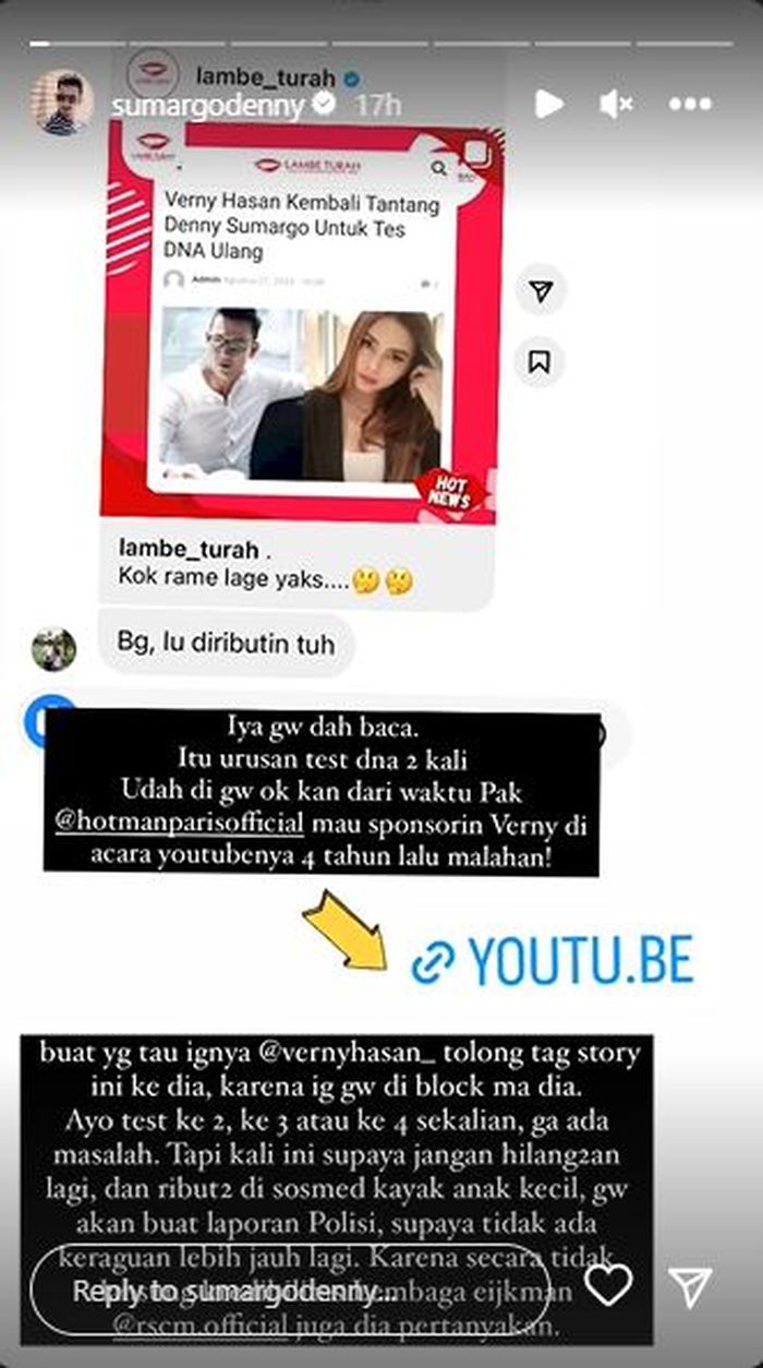 Menanggapi tantangan DJ Verny Hasan, Denny Sumargo pun mengaku siap.