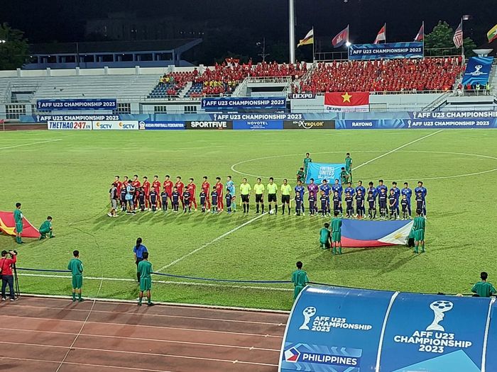 Timnas U-23 Vietnam vs Filipina pada laga penyisihan Grup C Piala AFF U-23 2023 di Rayong Provincial Stadium, Thailand, Selasa (22/8/2023).