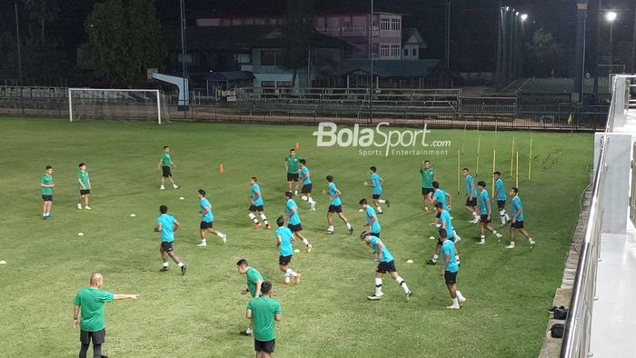 Latihan timnas U-23 Indonesia di Longnanok Stadium, Rayong, Thailand pada Rabu (23/8/2023) jelang semifinal Piala AFF U-23 2023 lawan Thailand.