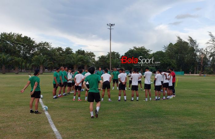 Latihan timnas U-23 Indonesia jelang final Piala AFF U-23 2023 di Lapangan PTT Academy, Rayong, Thailand, Jumat (25/8/2023).