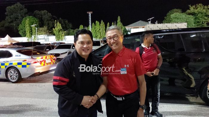 Kehadiran Ketum PSSI, Erick Thohir di Rayong Provincial Stadium untuk menonton langsung timnas U-23 Indonesia Vs Vietnam di final Piala AFF U-23 2023, Sabtu (26/8/2023)