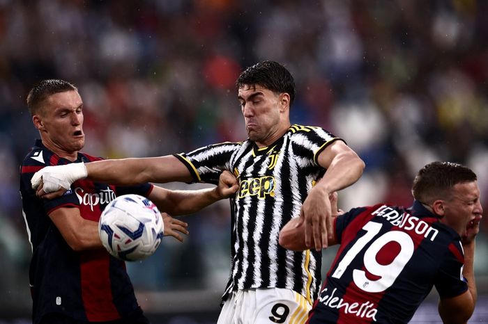 Dusan Vlahovic menyelamatkan muka Juventus dari kekalahan setelah laga melawan Bologna di Allianz Stadium, Minggu (27/8/2023) berakhir seri 1-1 pada laga pekan ke-2 Liga Italia.