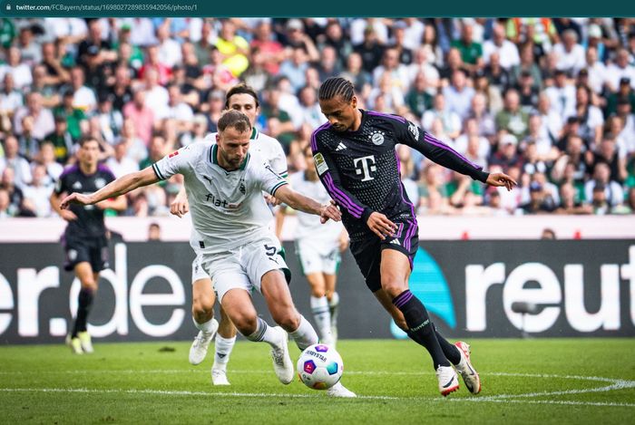 Leroy Sane menyumbang satu gol dalam hasil imbang 1-1 Bayern Muenchen kontra Borussia Moenchengladbach pada pekan ke-3 Bundesliga 2023-2024.