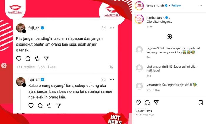 Fuji Minta Warganet Berhenti Hujat Aaliyah Massaid, Akui Tak Enak Hati