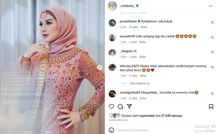 Komentar netizen di unggahan Irish Bella