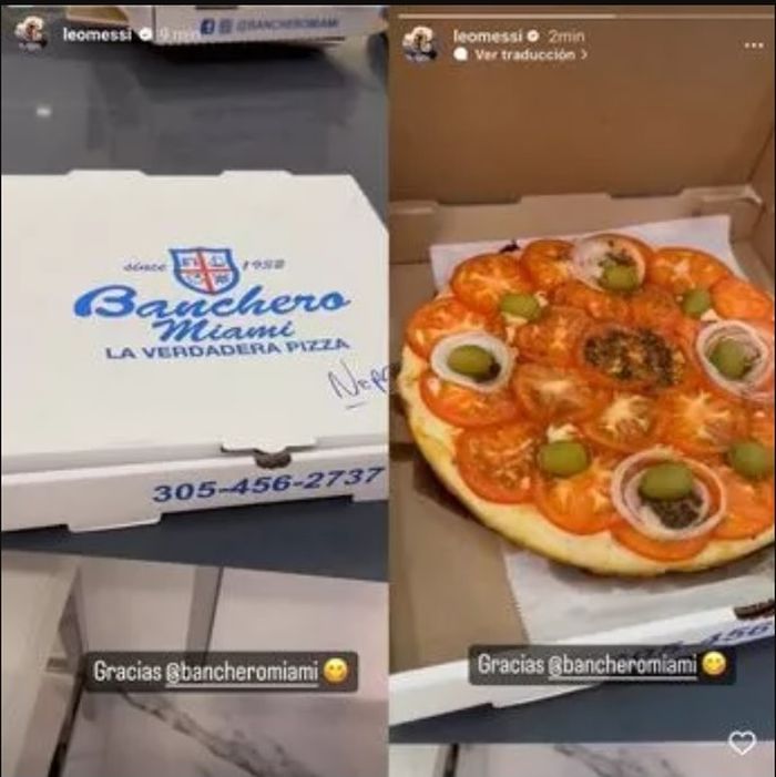 Unggahan Instagram Messi saat memesan pizza.