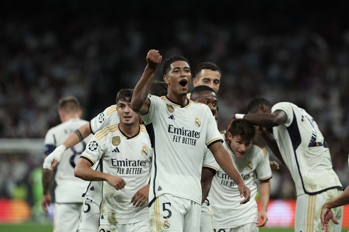 Gol larut Jude Bellingham selamatkan Real Madrid dari rasa frustrasi saat kalahkan Union Berlin pada duel pembukanya di Liga Champions kala tampil di Santiago Bernabeu (20/9/2023)