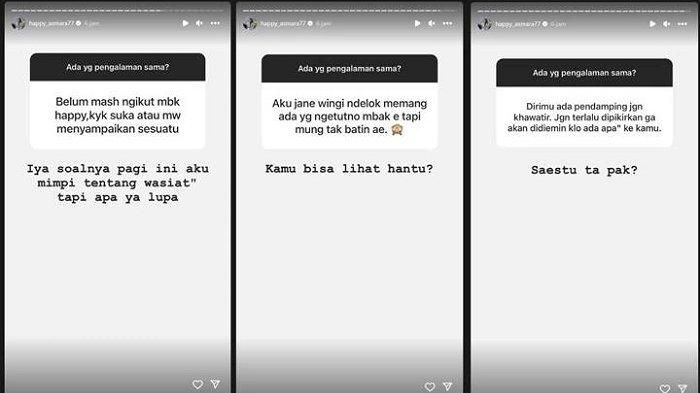 Happy Asmara membuka question box usai menceritakan kejadian kesurupan yang baru dialaminya.