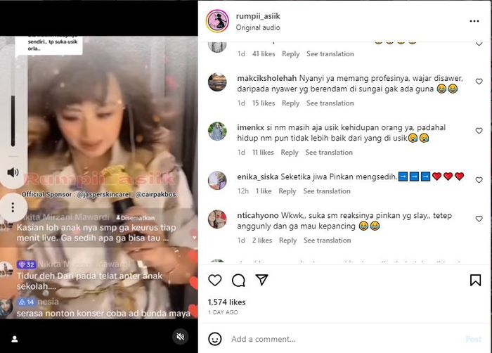 Pinkan Mambo live di TikTok saat ngamen di pinggir jalan