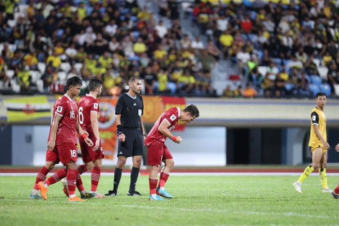 Timnas Indonesia vs Brunei Darussalam pada laga leg kedua putaran pertama Kualifikasi Piala Dunia 2026 Zona Asia, di Stadion Hassanal Bolkiah, Bandar Seri Begawang, Selasa (17/10/2023).