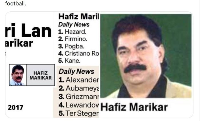 Jurnalis asal Sri Lanka, Hafiz Marikar, dengan pilhannya yang antimainstream di Ballon d'Or.