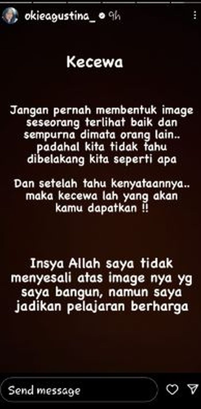 Unggahan Okie AgustinaInstagram @okieagustina_