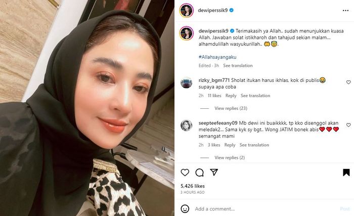 Dewi Perssik pamer hasil solat istikharoh