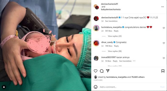 Anak yang dilahirkan Denise Chariesta