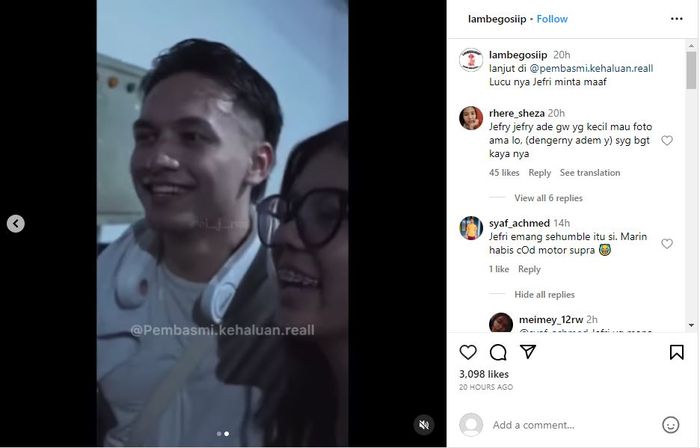 Momen Jefri Nichol saat berfoto bersama Safeea Ahmad.