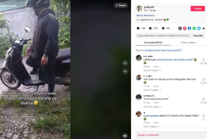 Aksi kocak <a href='https://medan.tribunnews.com/tag/kurir' title='kurir'>kurir</a> lupa bawa paket