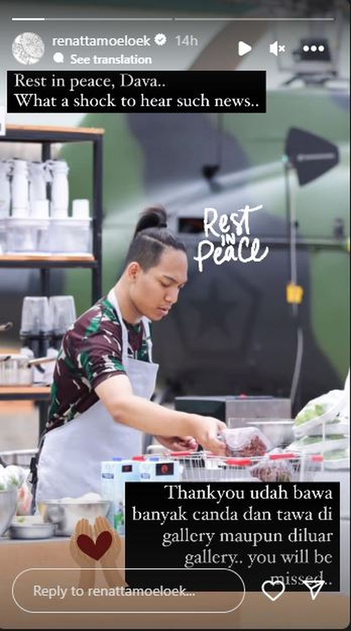 Ungkapan duka Chef Renata atas meninggalnya Dava., salah satu kontestan MasterChef Indonesia season 7.