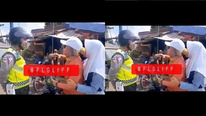 Emak-emak ngamuk lantaran tak terima ditilang Polantas.