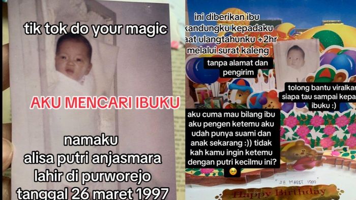 Potret Alisia ketika bayi dan ditinggalkan ibunya