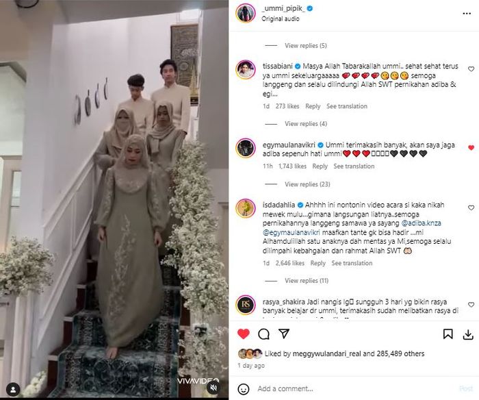 Iis Dahlia mewek lihat pernikahan Adiba Khanza dan Egy Maulana Vikri.